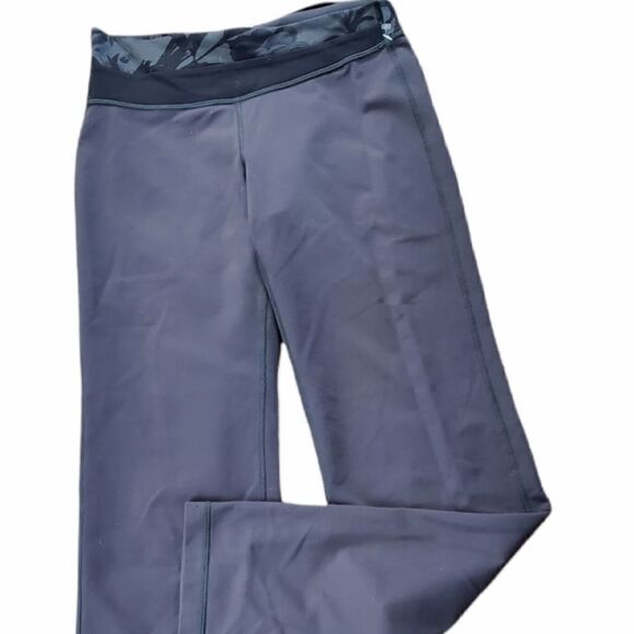 Lululemon Gray Leggings with Black Floral Waist Band - Picture 1 of 8
